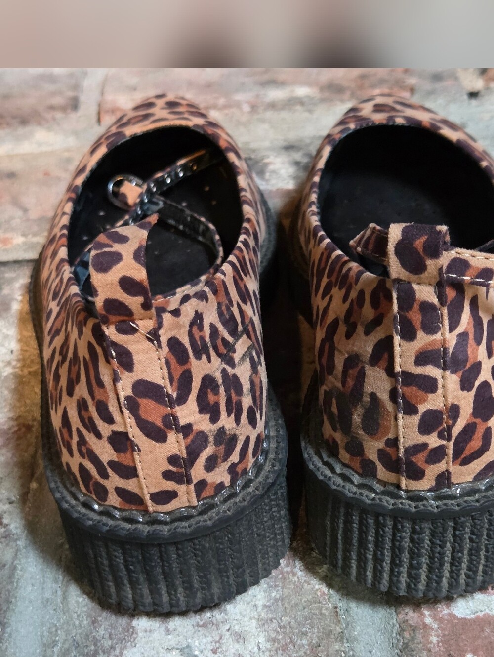 T.U.K. Footwear Leopard Pointed Ballet Ankle Strap Creeper FOR REPAIR - DAMAGED - Picture 5 of 10